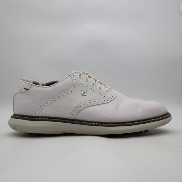 FootJoy Traditions Men's Size 12 M White Leather Lace Up Golf Sneakers  57903 - Picture 1 of 9